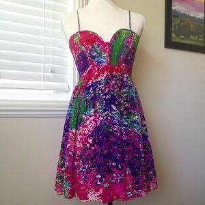 Parker Silk Floral Bustier Babydoll Dress